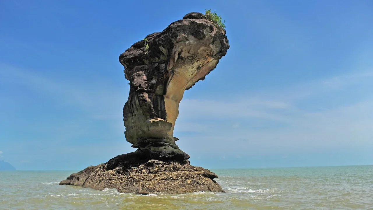 A sea stack rock formation at the Bako National Park. Photo credit: Courtesy of the Sarawak Tourism Board.